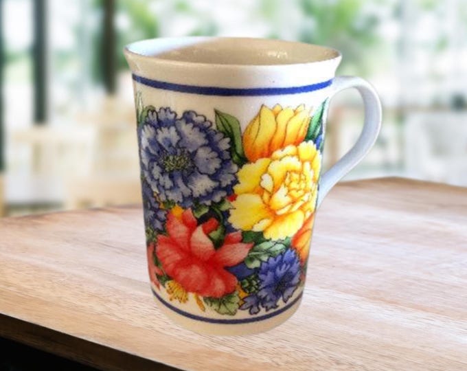 Crown Trent Bone China Mug | English Floral Design | Reusable Coffee Cup | Dishwasher Safe