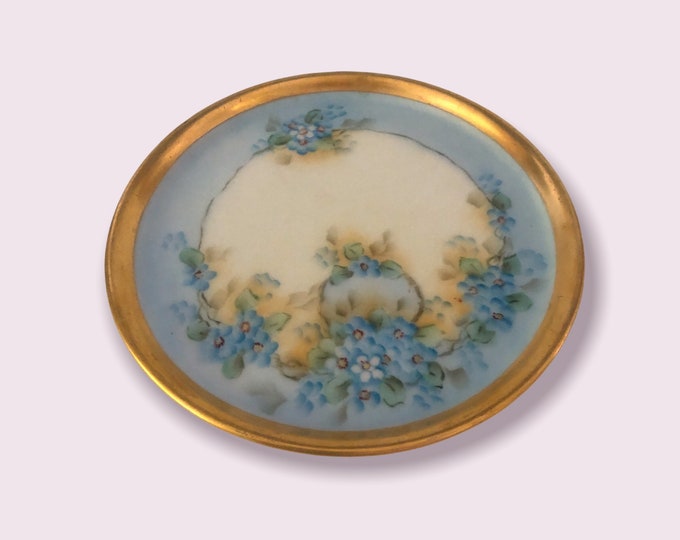 Haviland France Floral Porcelain Vanity Tray: 24K Gold Accent