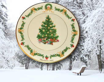 Lenox Austrian Porcelain Wall Hanging Plate |  Christmas Trees Around the World | Original Box | Austria