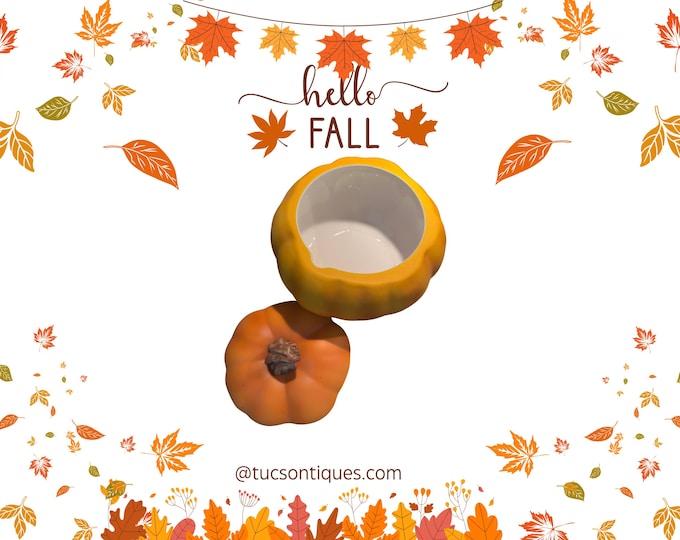 Fall Centerpiece Decor Orange Ceramic Pumpkin Planter by Teleflora, Harvest Table Accent