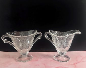 Juego de orquídeas Heisey de cristal, decoración de mesa clásica, vajilla vintage para bodas.