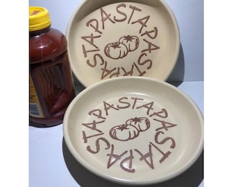 Handmade Pasta Bowl, Ceramic Pasta Dish, Vintage Stoneware