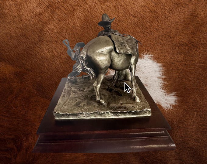 Chilmark Pewter Sculpture: "Cold Saddles, Mean Horses" - 1974 Limited Edition Donald Jack Polland
