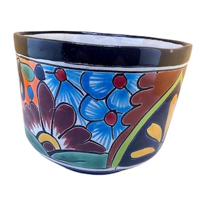 Handmade Talavera Flower Pot: Colorful Mexican Ceramic Planter Decor