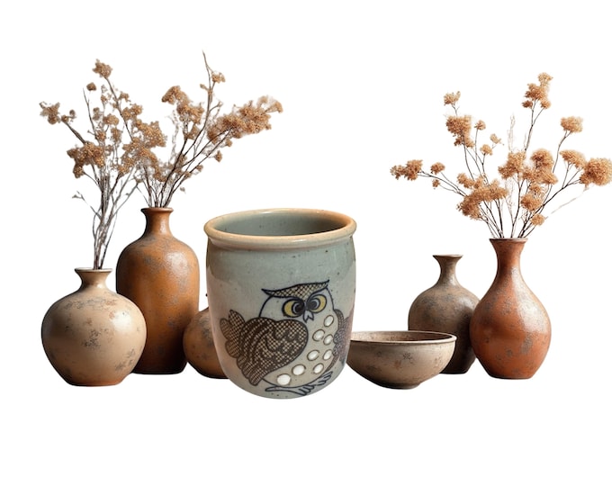 Vintage Owl Stoneware Coffee Mug