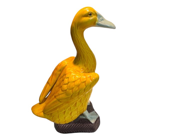 Norcrest Bright Yellow Goose Ceramic Figurine | Farm Animal Decor | Made in Japan |