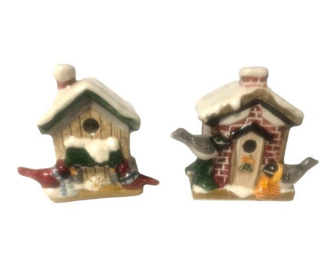 Sakura Bird House Salt and Pepper Shakers: Japanese Ceramic Figurine