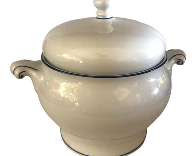 Heirloom Soup DISh | Tureen White and Blue Porcelain