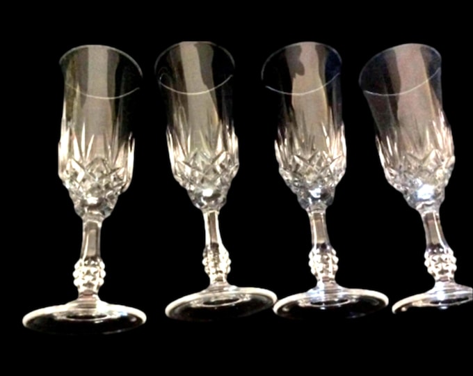 Champagne Flutes | Set 4 Crystal Stemware Glasses | Capri Toasting Flutes | Gift For The Bride