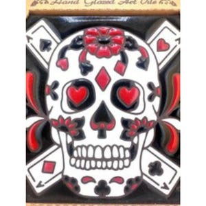 Ceramic Art Tile | Mexican Day of the Dead Ceramic Tile | Dia de Muertos Skeleton Wall Art