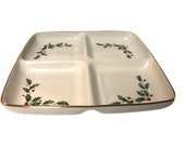 Lenox Christmas China Holly Berries Divided Server Dimensions Holiday Square Serving DIsh