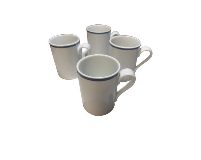 Dansk Porcelain Mug Set of 4  Christianshavn Blue" 4 1/8"  - Portugal