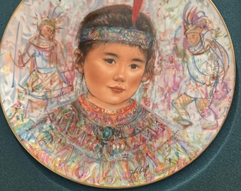 Edna Hibel Wall Hanging Plate | Chief Red Feather | Native American