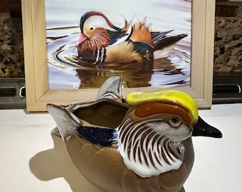 Vintage Neiman-Marcus Mandarin Duck Planter | Charming Lodge Or Cabin Decor