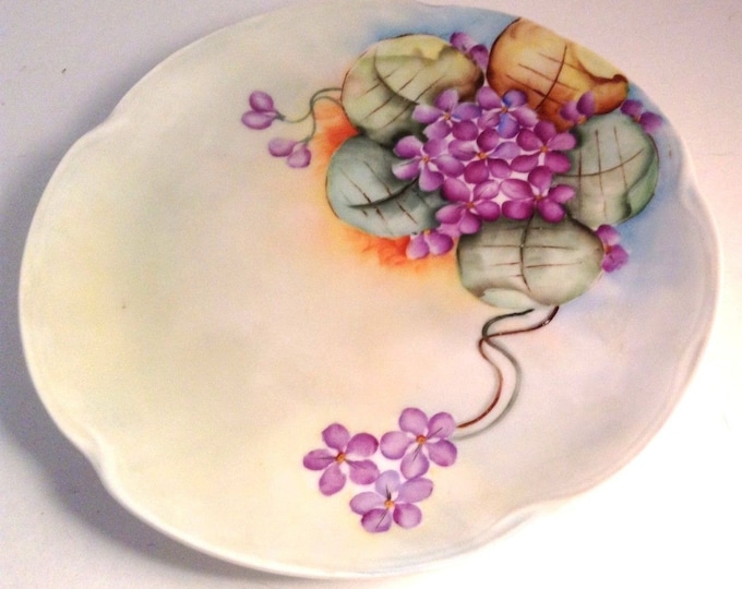 Hand-Painted Violet Wall Plate: Vintage German Porcelain Decor, Jaeger & Co.