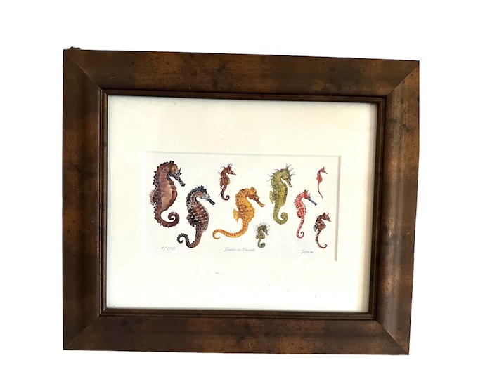 Seahorse Wall Art Print | Coastal Decor Framed Living Room or Dorm Decoration | Giclee Print | Beach House Gift, Office Wall Decor