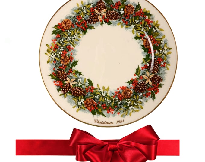 Lenox China Christmas Wall Hanging Plate | Colonial Wreath Plate | Boxed Plate | Virginia 1981