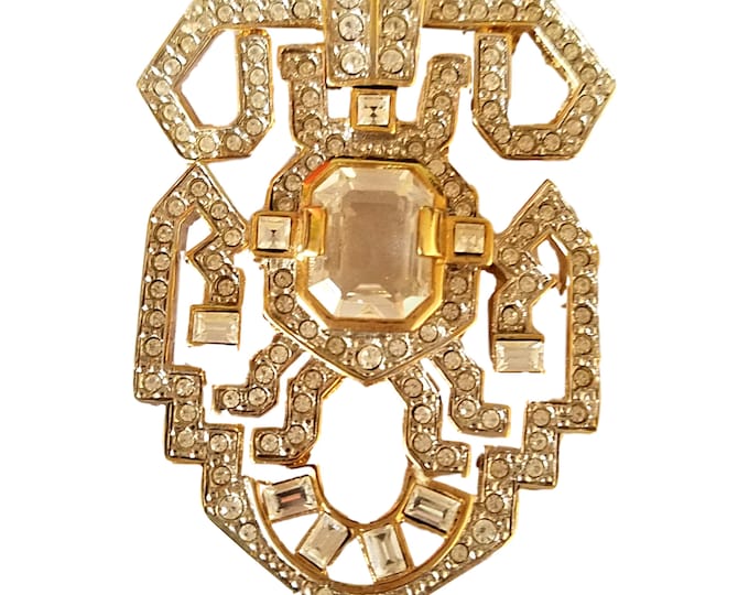 Carolee Creations Silver Crystals Gold Tone Pin Jeweled Brooch Costume Jewelry Gifts For Girlfriend
