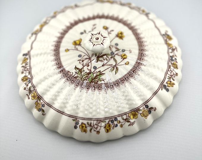 Vintage SPODE Buttercup Earthenware Lid: Mid-Century Collectible Tableware (7.5 Inch Round, 10" Diameter)