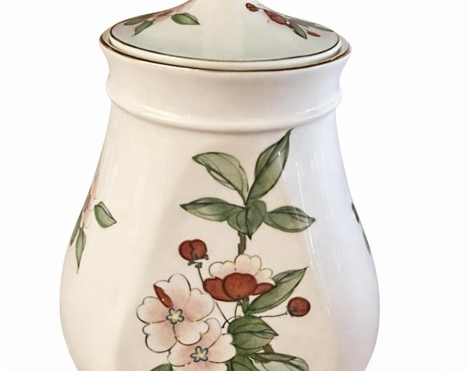 Palissy Pattern Jar, Retro Biscuit Jar, Floral Kitchen Decor