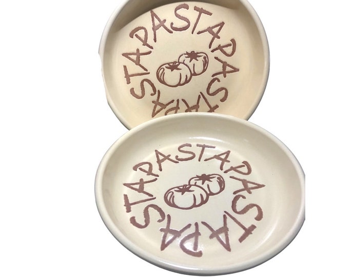 Pasta Bowls Stoneware Set of 2 Vintage Dishes