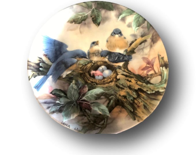 Bluebird Collector Plate: Lena Liu Song of Promise Porcelain Wall Decor