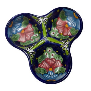 Talavera Pottery Appetizer Tray: Mexican Folk Art Ceramic Server