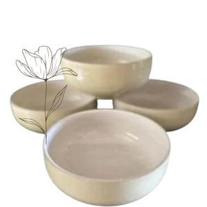 Vintage Denby Langley Stoneware Bowls: Linen & White, Set of 4