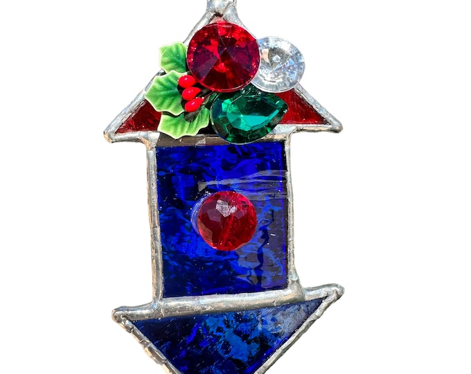 Vintage Handmade Stained Glass Christmas Ornament