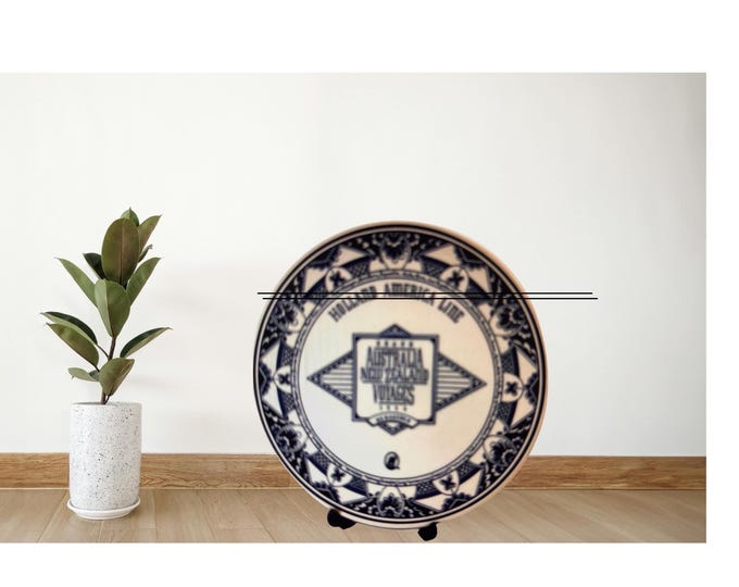 Vintage Holland America Line | Grand Australia New Zealand Voyages | Wall Hanging Plate | Blue Delft