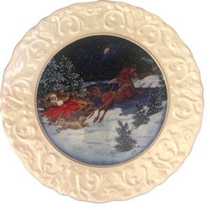 Lenox China Midnight Sleigh Ride | First Annual Christmas Charger | Wall Decor Plate