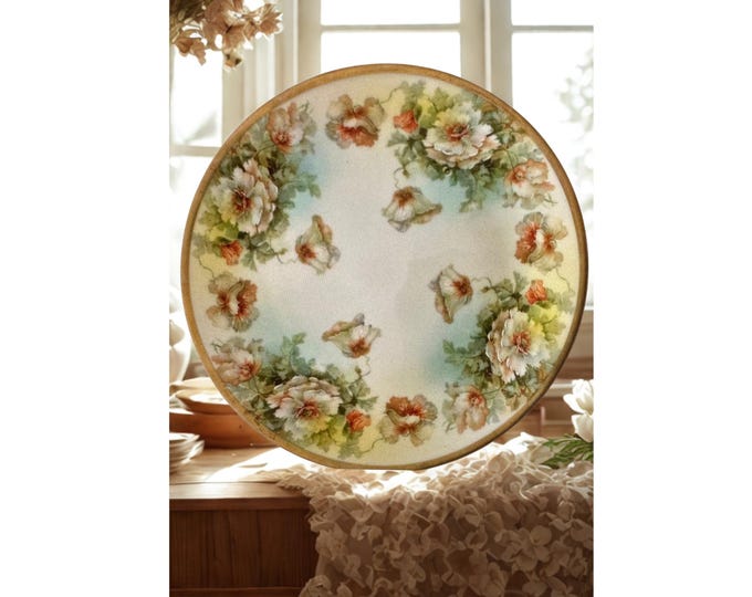 Antique Wall Hanging Plate Royal Rudolstadt Buyer and Bock Prussia Floral Design