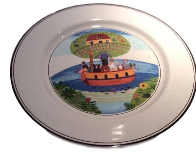 Noahs Ark Plate Villeroy and Boch Vitro Porcelain, Kids Bible DIsh, Noah Lover