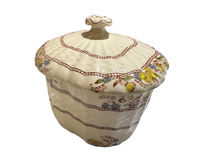 Copeland Spode Buttercup Covered Sugar Bowl Mid-Century Floral China