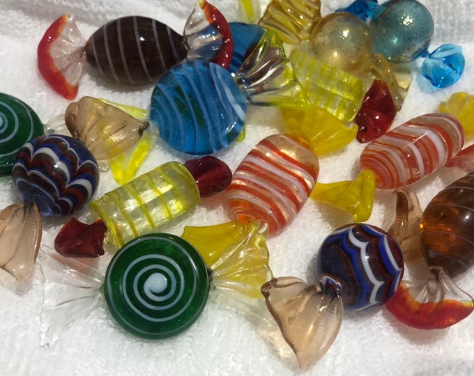Hand Blown Art Glass Candy Set: Vibrant Home Decor, Vintage Gift