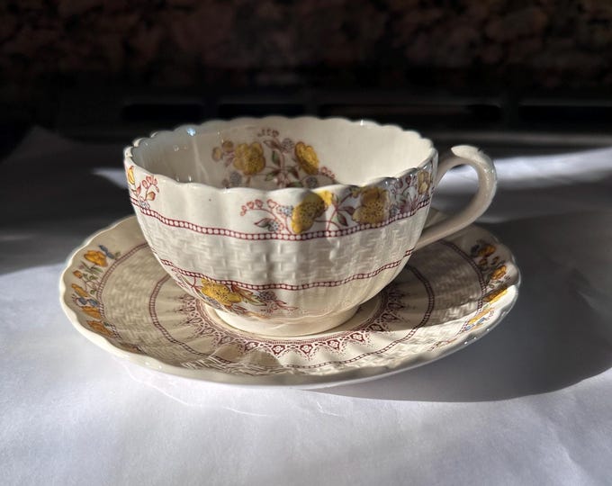 Copeland Spode Buttercup Coffee or Teacup Saucer Mid-Century Older Backstamp