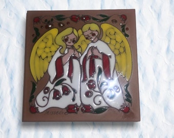 6x6 Inch Ceramic Wall Tile Tiessedre | Christmas Angels