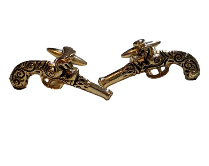 Cool Gifts for Guys Vintage Miniature Stratton of England Flintlock Pistol Cufflinks for Men, Unique Gift for Groomsmen