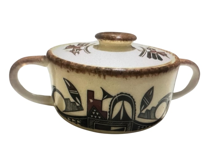 Kay Mallek  Original Navajo Vintage Hand-Painted Ceramic Sugar Bowl | Southwestern Style Native American Pottery Gift