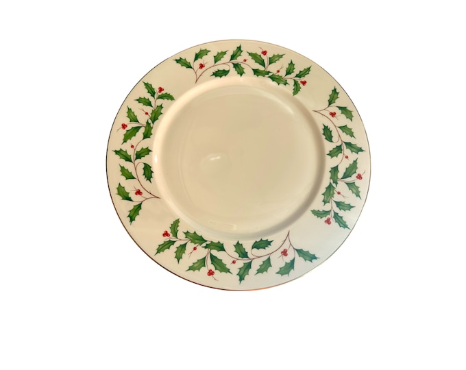 Lenox Christmas Cookie Tray Plate: Ivory Porcelain Holly Design