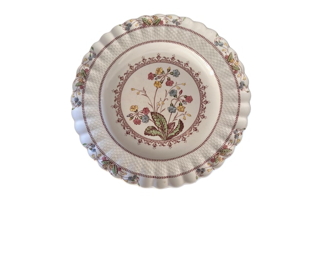 Copeland Spode Cowslip Earthenware Vintage Dinner Plate Multicolor Flowers Chelsea Wicker Shape