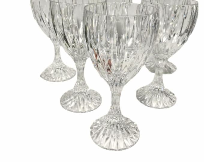 Mikasa Park Lane Crystal Water Goblets Set of 4 | Vintage German Stemware | 8 oz Clear Cut Crystal Glasses | Wedding Table Decor