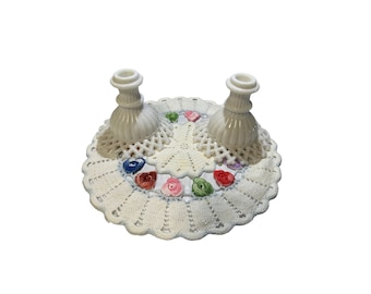 Westmoreland Candle Holder Set | Vintage Doily