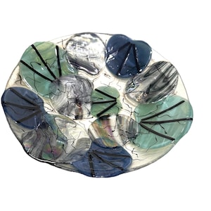 Fused Art Glas Schale: Seerosenblatt Design