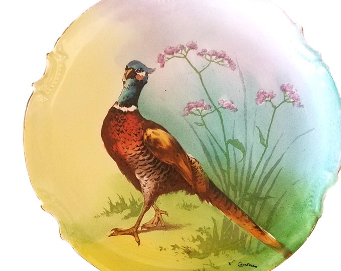 Vintage Limoges Porcelain Pheasant Plate: Hand-Painted Wall Decor