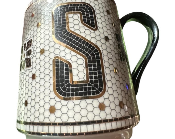 Anthropologie Monogram Coffee Mug: Letter S Mosaic Tile Design