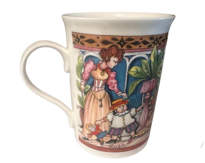 Vintage James Sadler English Bone China Mug, Cottagecore Scene