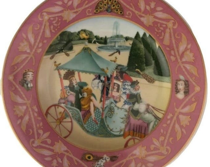 Vintage Wall Plate, King of Peacocks Ceramic Fairy Tale Decor, 8 Inch