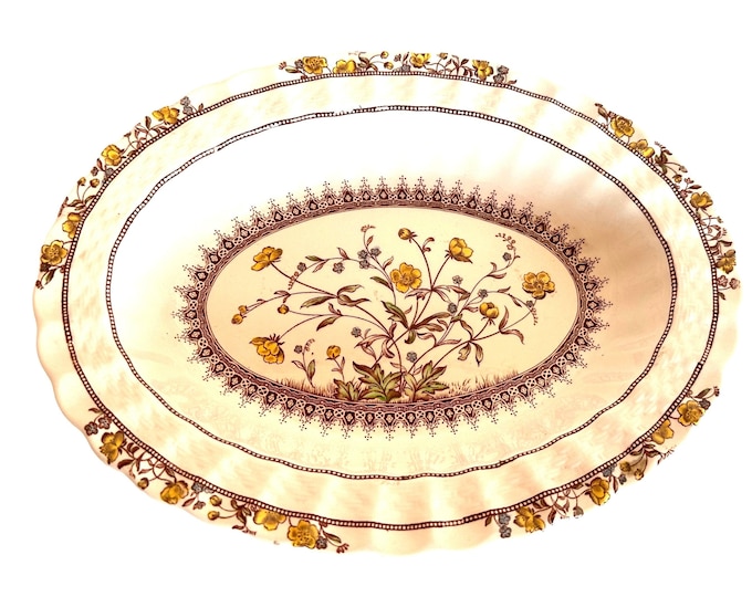 Copeland Spode Buttercup Serving Bowl: Mid-Century Oval China, Floral Design