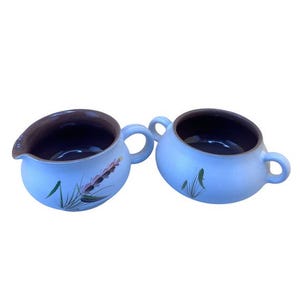 Vintage Denby Harvest Stoneware Sugar Bowl and Creamer | Handpainted Denby Collectibles | Signed